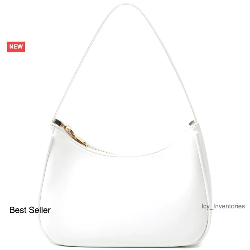 PU Leather Hobo Shoulder Bag Mini Clutch Tote with Zipper Closure